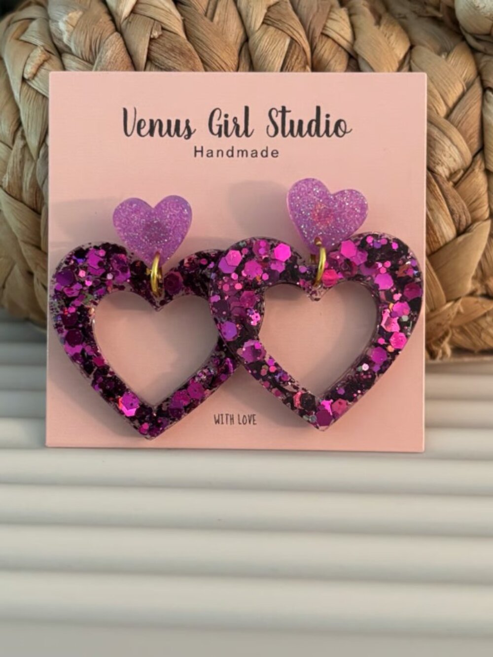 Purple Heart Acrylic Earrings